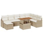 Ensemble de Canapés de Jardin de 9 Pièces avec Coussins Beige