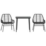 vidaXL Ensemble à manger de jardin 3 Pièces noir résine tressée verre