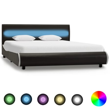 vidaXL Cadre de lit avec LED Anthracite Similicuir 160 x 200 cm