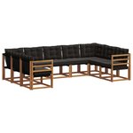 vidaXL Ensemble de canapés d'extérieur 9 pc Naturel et Noir