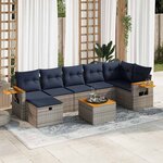 vidaXL Salon de jardin 8 Pièces avec coussins gris résine tressée