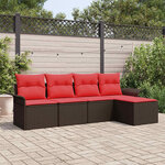 vidaXL Ensemble de canapé de jardin 5 Pièces Marron polyrotin