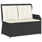 vidaXL Banc inclinable de jardin avec coussins noir résine tressée