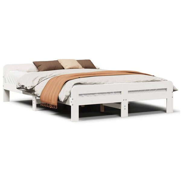 vidaXL Cadre de lit sans matelas blanc 140x200 cm bois de pin massif