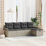 vidaXL Ensemble de canapé de jardin 5 Pièces Gris clair Poly rotin