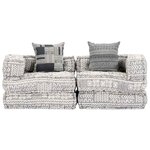 vidaXL Pouf modulaire à 2 places Gris clair Tissu