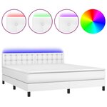vidaXL Sommier à lattes de lit avec matelas et LED Blanc 160x200 cm