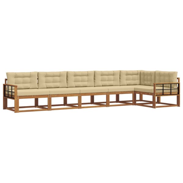 vidaXL Ensemble de canapés d'extérieur 6 pc Naturel et Beige