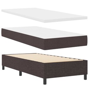 vidaXL Lit à ressorts avec matelas Marron foncé 90 x 200 cm