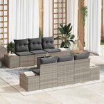 vidaXL Ensemble de canapé de jardin 7 Pièces Gris clair Poly rotin