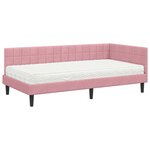 vidaXL Cadre de lit d'angle avec matelas 2 Pièces Gris Velours