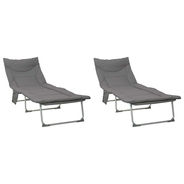 vidaXL Transat pliant avec coussin 2 Pièces Anthracite
