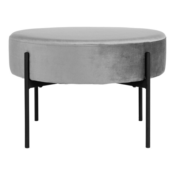 Pouf en velours gris avec pieds en laiton Ø 61 x 39 cm