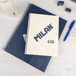 Cahier à Spirale Série Milan 1918 Format A5 Grille 5x5mm - 80 Feuilles de 95 gr/m2 - Microperforé  2 Trous - Coloris Bleu