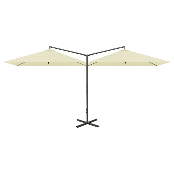 vidaXL Parasol de jardin double avec mât en acier Sable 600x300 cm