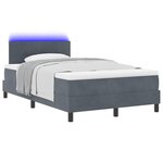 vidaXL Lit à ressort LED avec matelas Gris foncé 120 x 190 cm Velours
