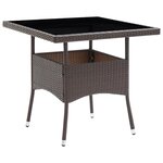 vidaXL Mobilier à dîner de jardin 3 Pièces Marron Résine tressée et verre