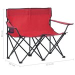 vidaXL Chaise de camping pliable à 2 places Acier et tissu Rouge