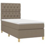 vidaXL Sommier à lattes de lit et matelas et LED Taupe 80x200cm Tissu