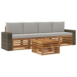 vidaXL Ensemble de canapés d'extérieur 5 Pièces Naturel et gris clair
