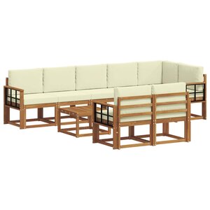 vidaXL Ensemble de canapés d'extérieur 9 Pièces Naturel et Crème