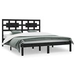 vidaXL Cadre de lit sans matelas noir 200x200 cm bois massif de pin