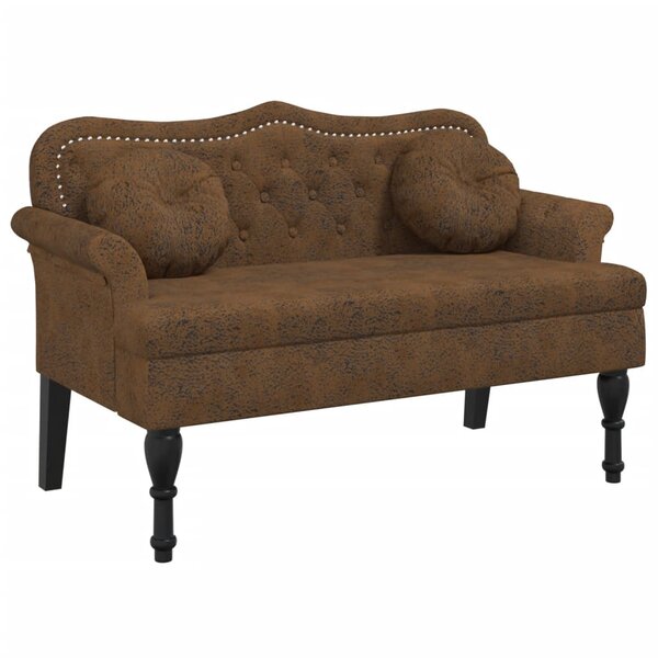 vidaXL Banc avec coussins marron 120 5x65x75 cm similicuir daim