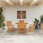 Set de salle à manger de jardin 5 pièces en bois massif d'acacia