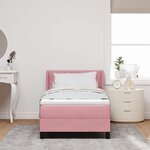 vidaXL Lit à ressorts avec matelas noir 100x200 cm en velours Rose