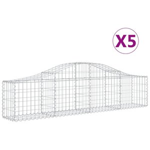 vidaXL Paniers à gabions arqués 5 Pièces 200x30x40/60 cm Fer galvanisé