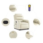 vidaXL Fauteuil inclinable de massage électrique crème similicuir