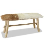 Banc banquette 100 x 30 x 45 cm cuir véritable teck 02_0021262