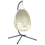 vidaXL Chaise suspendue en forme d'œuf et support beige tissu et acier