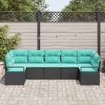 vidaXL Ensemble de canapé de jardin 7 Pièces Noir Poly rotin