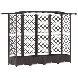 vidaXL Lit Élevé avec Treillis et Toit Marron 203 5 x 40 x 123 cm PP