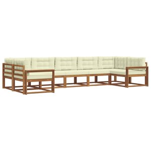 vidaXL Ensemble de canapés d'extérieur 7 pc Naturel et Crème