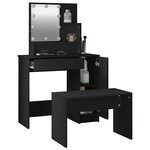 vidaXL Ensemble de coiffeuse avec LED Noir Bois d'ingénierie