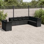vidaXL Salon de jardin 10 Pièces avec coussins noir résine tressée