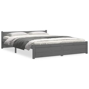 vidaXL Cadre de lit sans matelas gris bois massif 135x190 cm