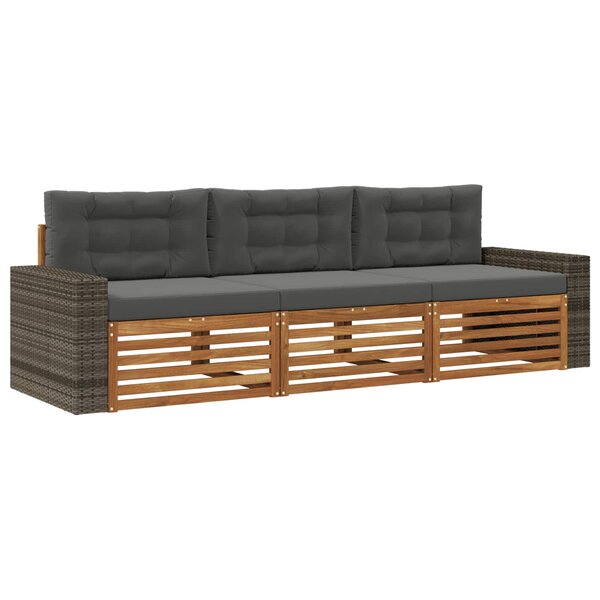 vidaXL Ensemble de canapés d'extérieur 3 pc Naturel et Anthracite