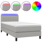vidaXL Sommier à lattes de lit avec matelas et LED Gris clair 90x200cm