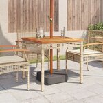 vidaXL Table de jardin beige 80x80x75 cm résine tressée et bois acacia