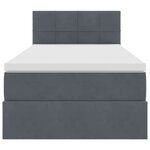 vidaXL Lit de Rangement avec matelas Gris foncé 100 x 200 cm Velours