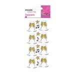 16 Autocollants 3D - Champagne - Paillettes