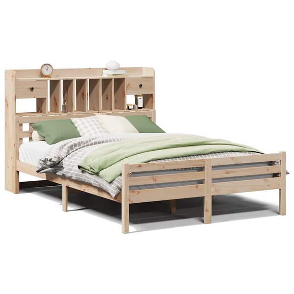 vidaXL Lit bibliothèque sans matelas 160x200 cm bois massif de pin