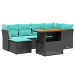 vidaXL Salon de jardin 7 Pièces avec coussins noir résine tressée