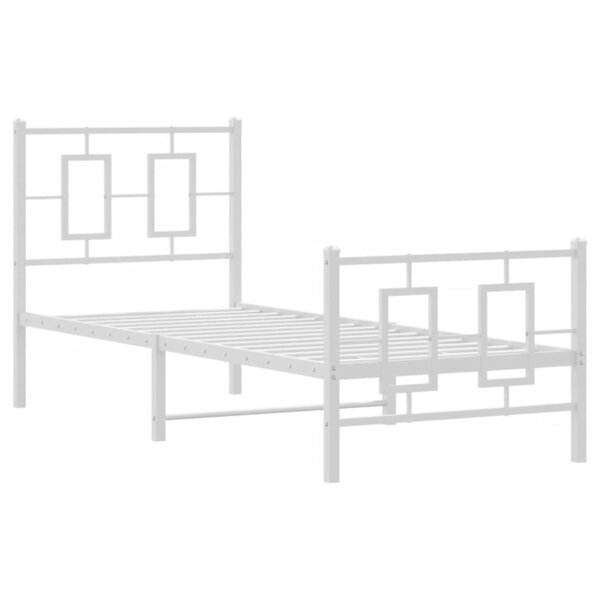 vidaXL Cadre de lit métal avec tête de lit/pied de lit blanc 80x200 cm