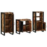 vidaXL Ensemble de mobilier de salle de bain 3 Pièces Bois Recyclé Solide