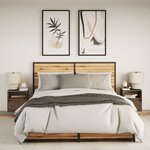 vidaXL Tables de chevet murales avec lumières LED 2 Pièces chêne marron