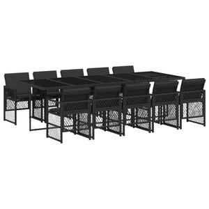 vidaXL Ensemble à manger de jardin 11 Pièces coussins noir résine tressée